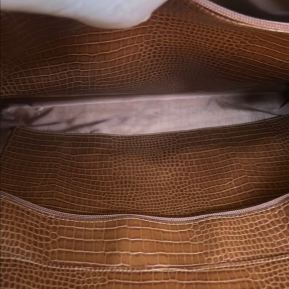 BEIS Brown Croc-Embossed Tote Bag with Shoulder Strap - Picture 4 of 10